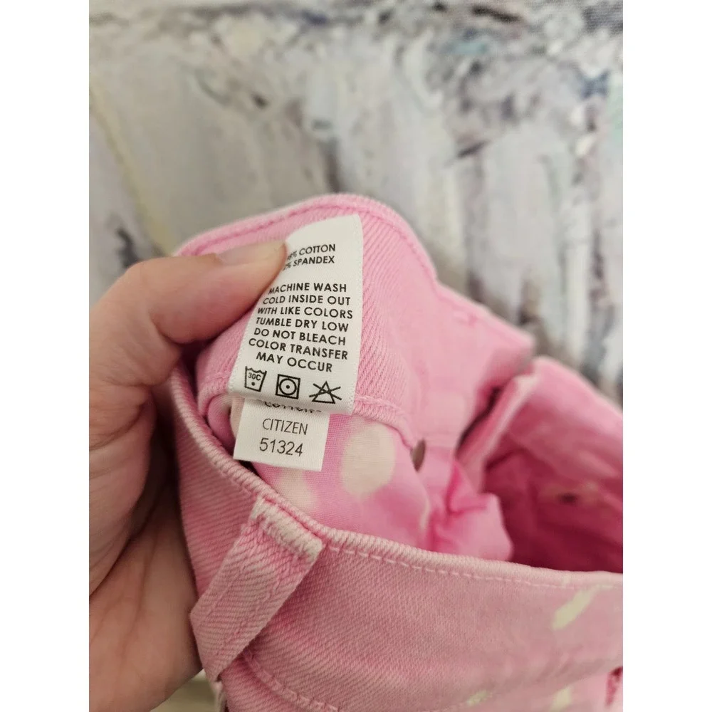 Cotton Citizen Mens Pink Bleach Splatter Slim Jeans Size 32 M909579-LTPNK-32 NEW